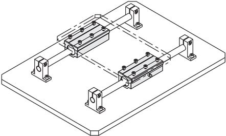 Anwendungsbeispiel Linearwelle - Linearwellen mit Linearkugellagern - Linearwellen mit Wellenhalter