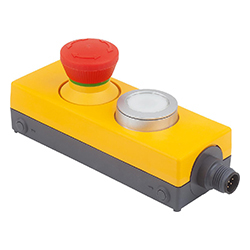 Not-Halt-Taster mit Drucktaster im Gehäuse "Minibox" Ø 22.3 mm M12 Anschluss (81150-22)