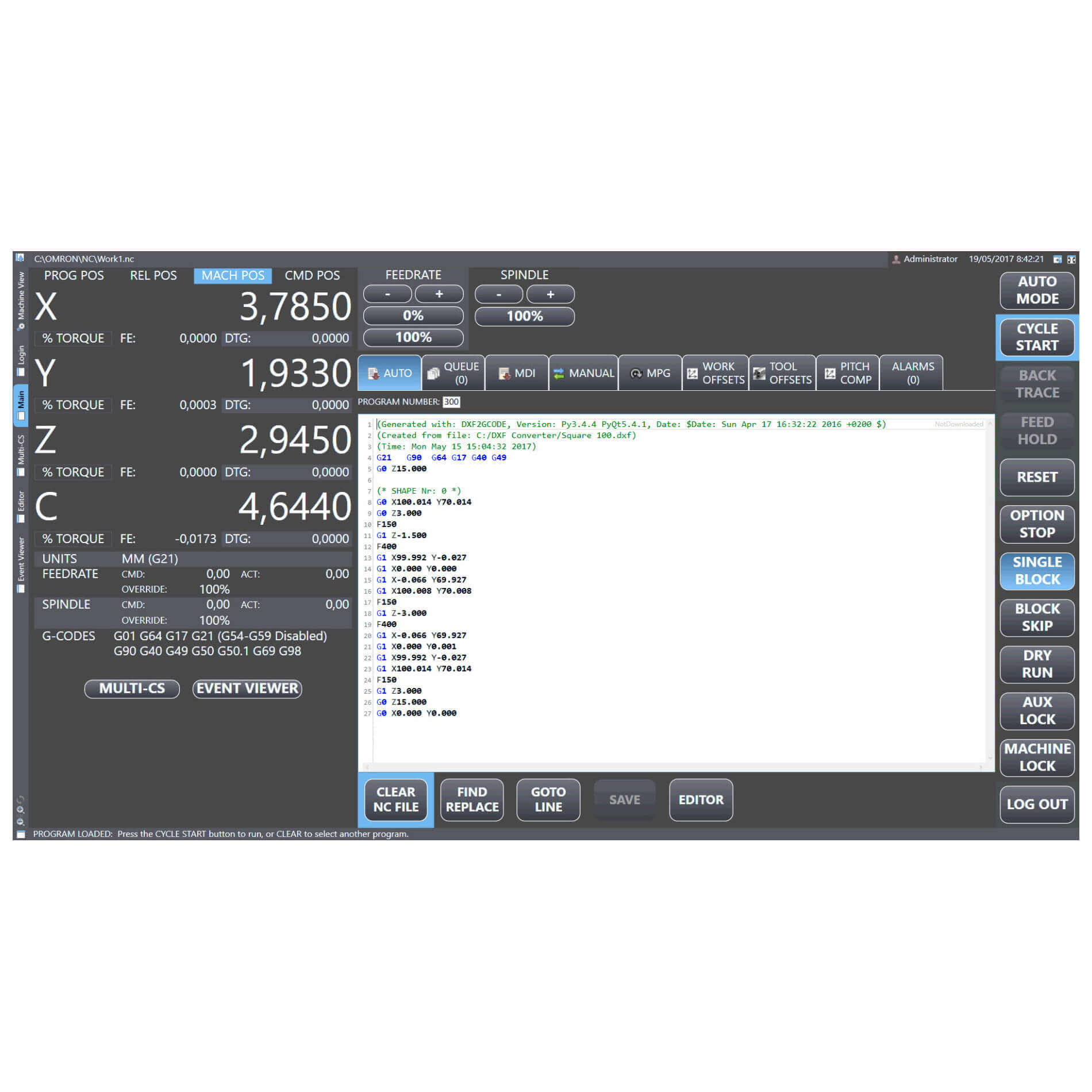 Bedienungssoftware CNC Operator