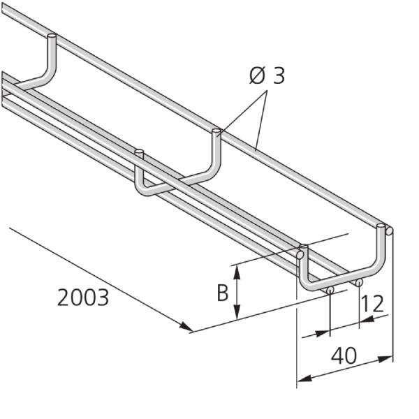 Gitter-Kanal, U-Form, 3 mm Metalldraht