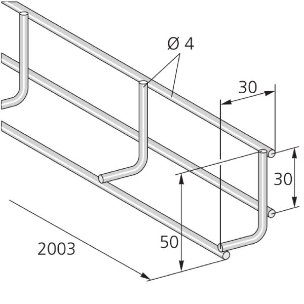 Gitter-Kanal, L-Form, 4 mm Metalldraht