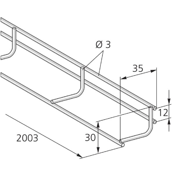 Gitter-Kanal, L-Form, 3 mm Metalldraht