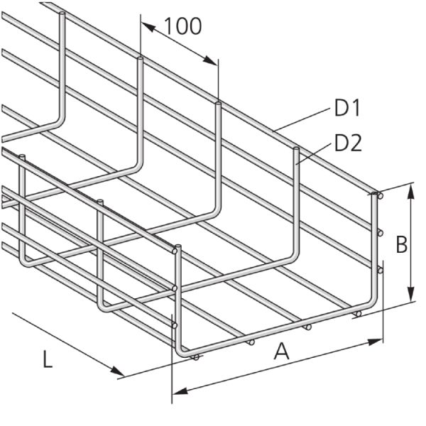 Gitter-Kanal, U-Form, Höhe 110 mm