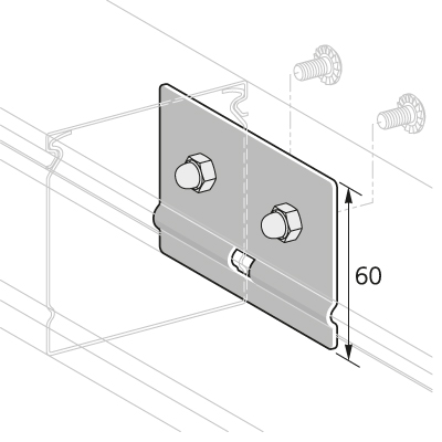 PIK-Kanal, Verbindungslasche, 180°, für Kanalhöhe 60 mm