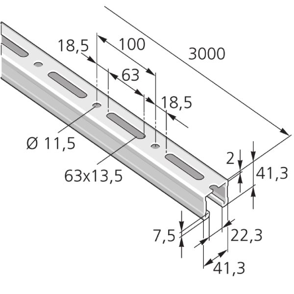 Befestigungstechnik, Montageschiene 41, Stahl, Verzinkt