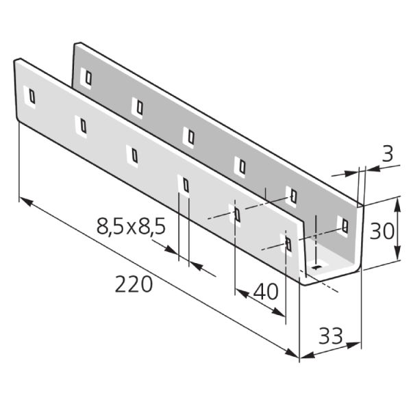 Gitter-Kanal, U-Profilschienen­verbinder X51