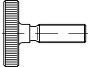 Rändelschrauben / 00653.□□□ / Edelstahl massiv / DIN 653 / niedrige Form / Freistich / Rändel achsparallel / Gewindebolzen