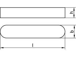 Passfedern / 06885□□□ / Stahl, Edelstahl / DIN 6885 / Form A / rundstirnig