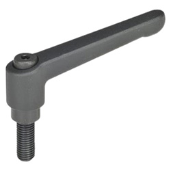 Klemmhebel / GN 300 / Stahl, Zink-Druckguss / ausrasten durch ziehen / Gewindebolzen / 20° Hebelgriff