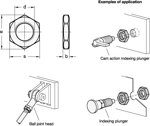 Sechskantmuttern niedriger Form, metrisches Feingewinde, Stahl