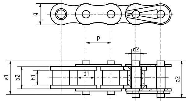 Simplex-Rollenketten / 5002□□□, 5003□□□ / Stahl, Sinterbuchsen / DIN 8187, europäischer Typ
