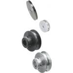 Rundriemen-Laufrollen / V-Nut, U-Nut / Gewindestiftklemmung / Stahl, rostfreier Stahl, Aluminium / brüniert, chemisch vernickelt, eloxiert