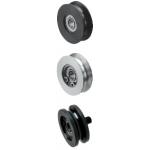 Rundriemen-Laufrollen / U-Nut / Kugellager / Achsbolzen wählbar / Stahl, rostfreier Stahl, Aluminium, POM / brüniert, chemisch vernickelt, eloxiert