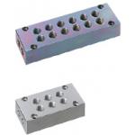 Hydraulik- / Pneumatik-Verteilerblöcke 2 Positionen / seitliche Durchgangsb. / obere Bohrung
