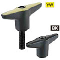 Klemmhebel / LUDM, LUDF / Stahl, Nylon 6 / T-Form / verstellbar / Gewindebolzen, Innengewinde / 0° Griff